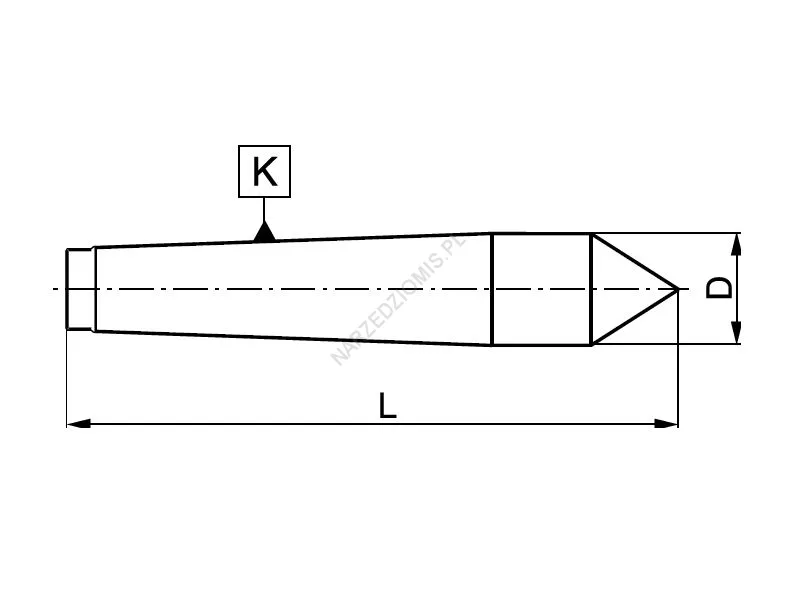 Rysunek techniczny: Kieł stały zewnętrzny - 60 stopni: T.8712 MS6 - KOLNO